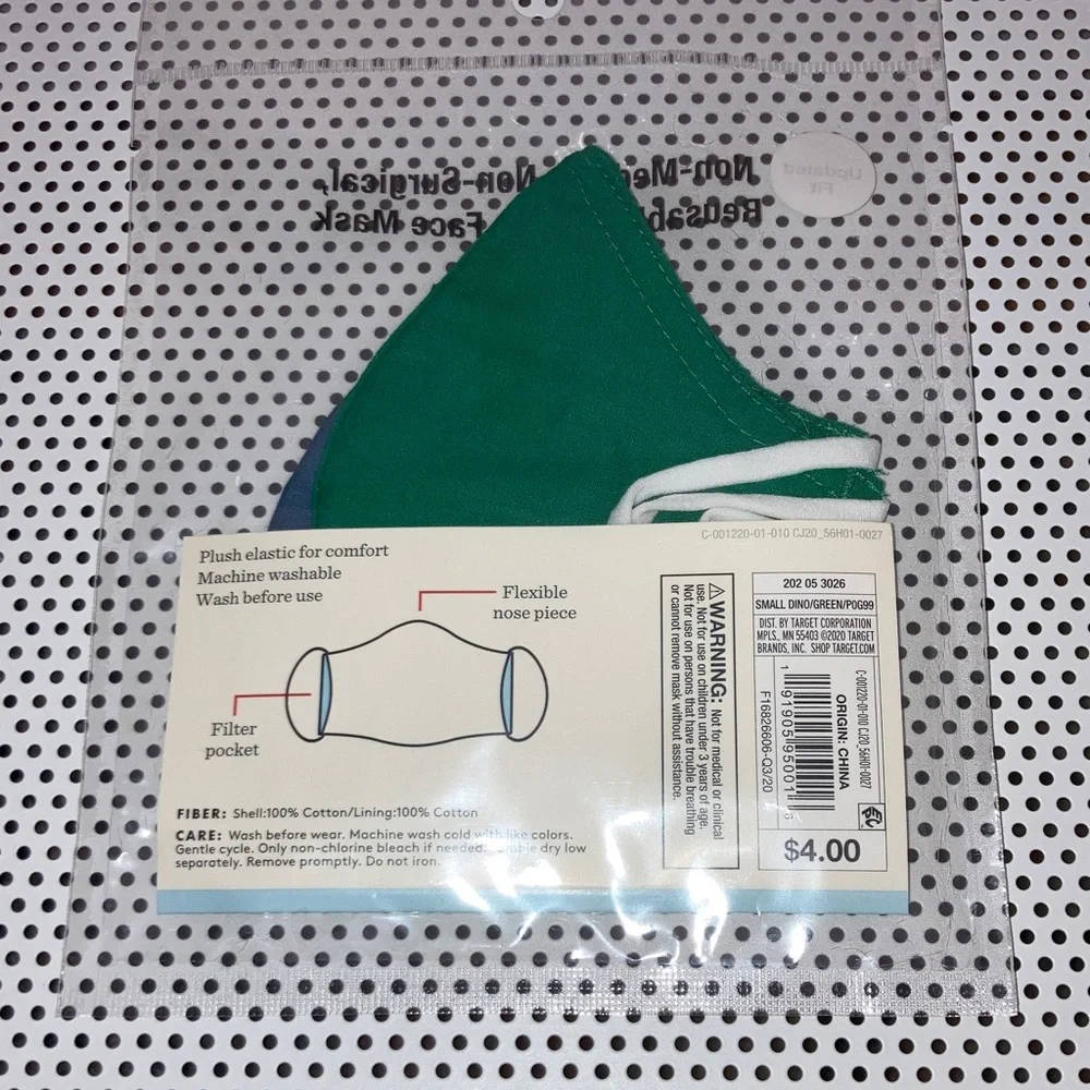 #196. 🆕 NWT - Cat & Jack Kids' Reusable Face Masks - Dinosaur/ Pink & Rainbow